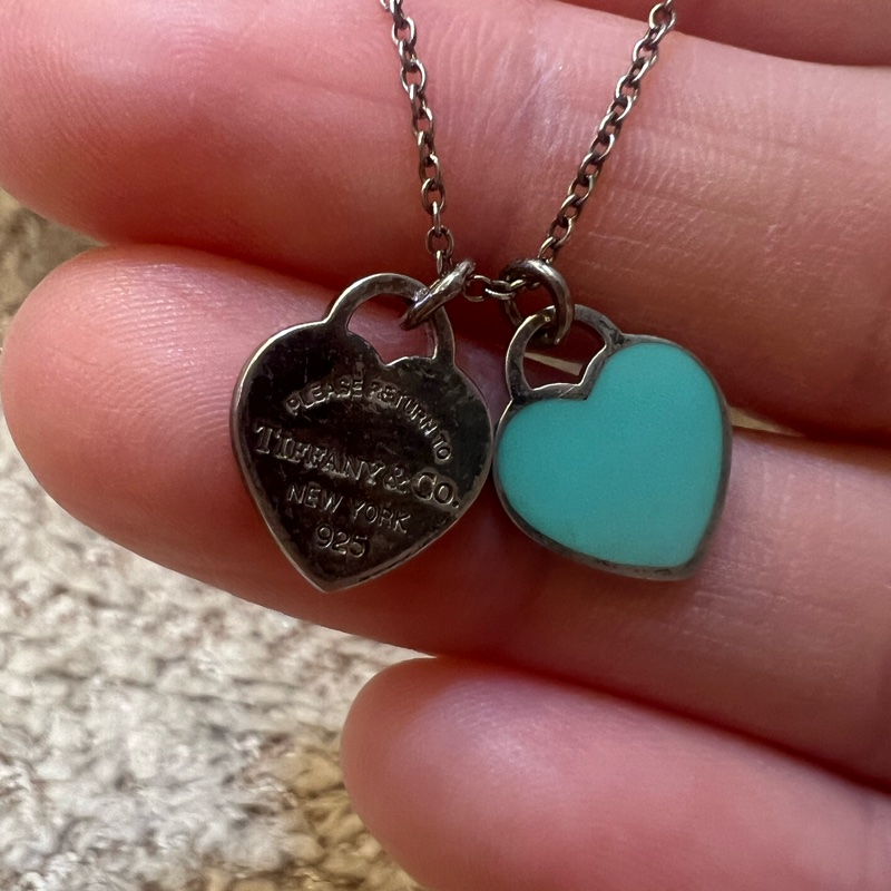 Tifffany &Co雙色愛心銀項鍊-7