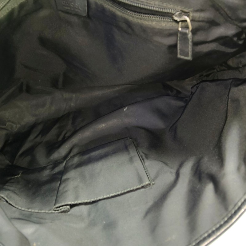 GUCCI Ligne Shima 黑色牛皮老花壓紋單肩包斜挎包銀色五金-5