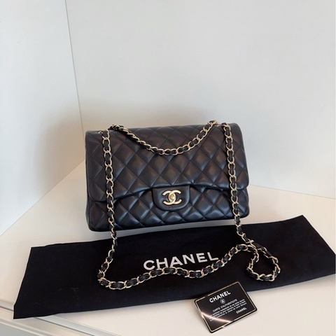 Chanel黑金羊皮Jumbo
