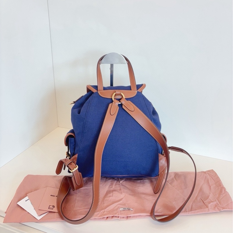 Miumiu牛仔藍帆布雙肩包-2