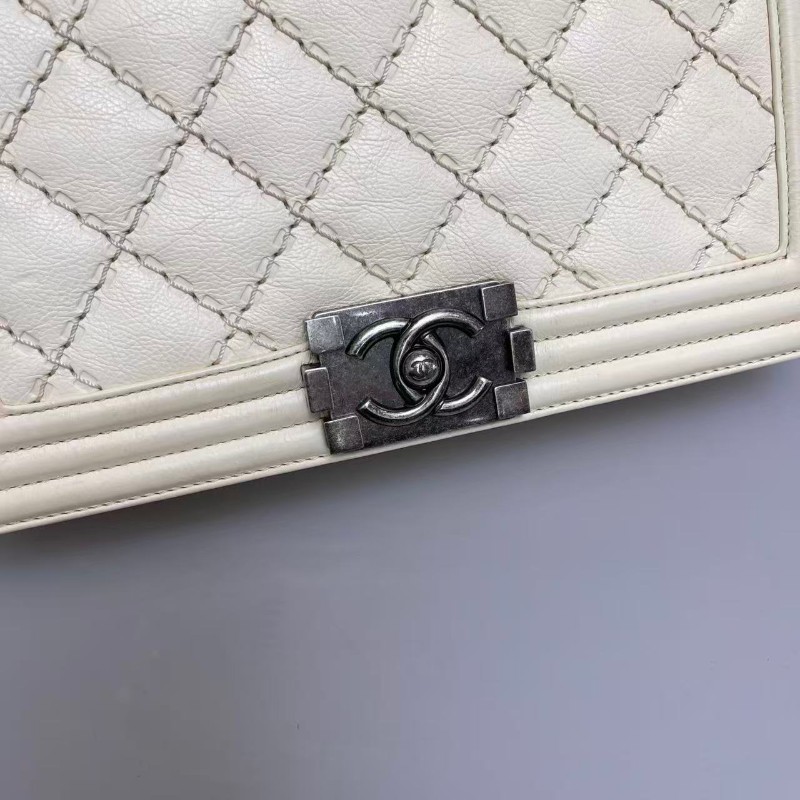 Celine leboy25cm 中號米色牛皮外縫線-5