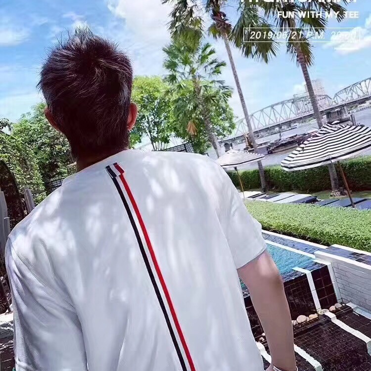 Thom Browne 男款 短袖tee #1 2 3 4 海軍藍/白色-4