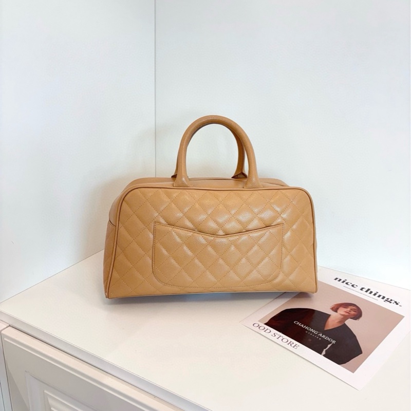 Chanel 奶茶色保齡球包-1