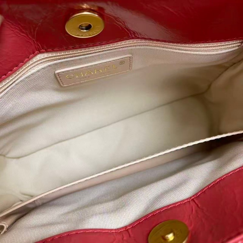 Chanel珊瑚紅油蠟牛皮hobo天貓精靈 晶片-8