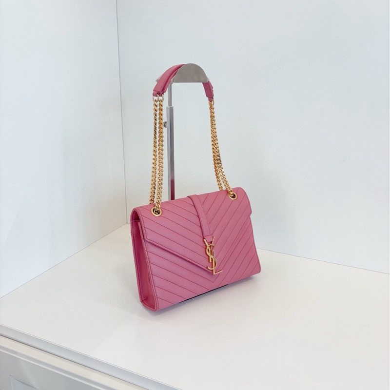 YSL Envelope 粉金 V 紋-1
