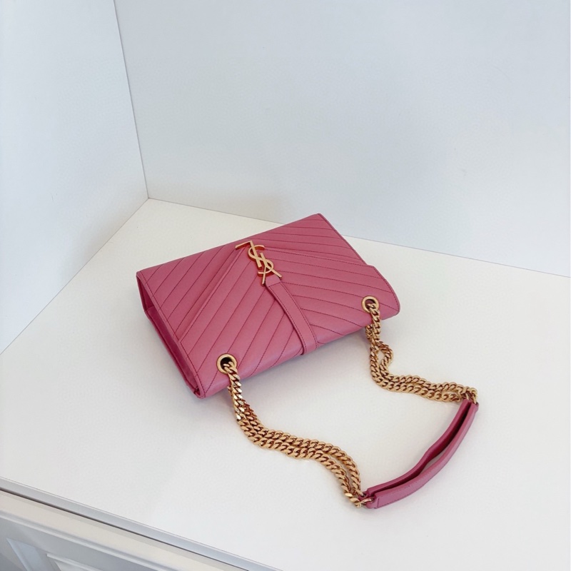 YSL Envelope 粉金 V 紋-4