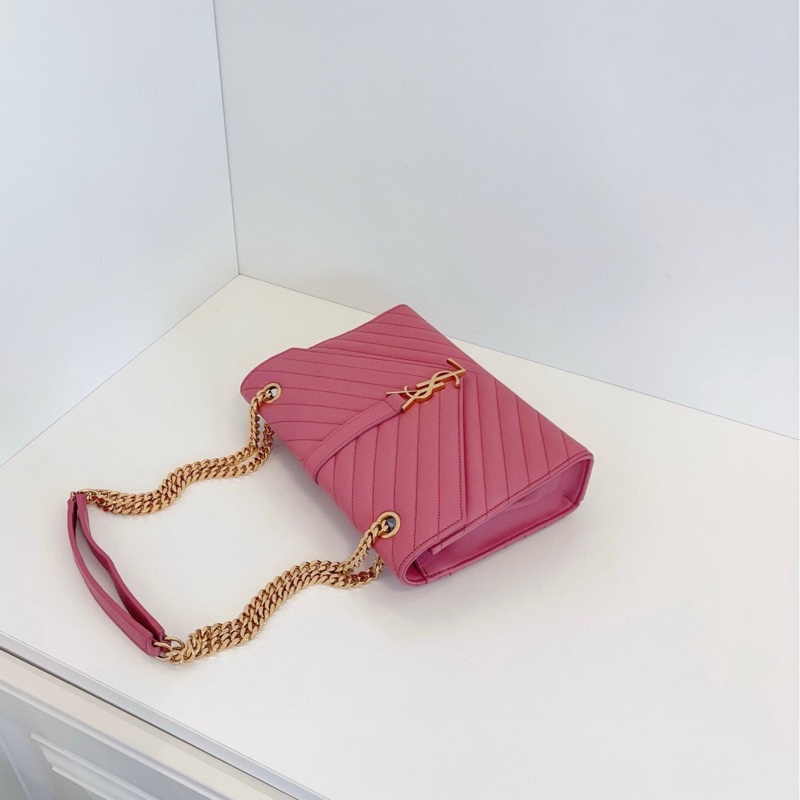 YSL Envelope 粉金 V 紋-5