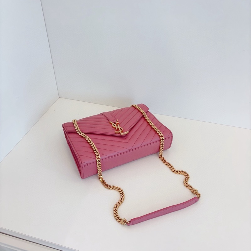 YSL Envelope 粉金 V 紋-6
