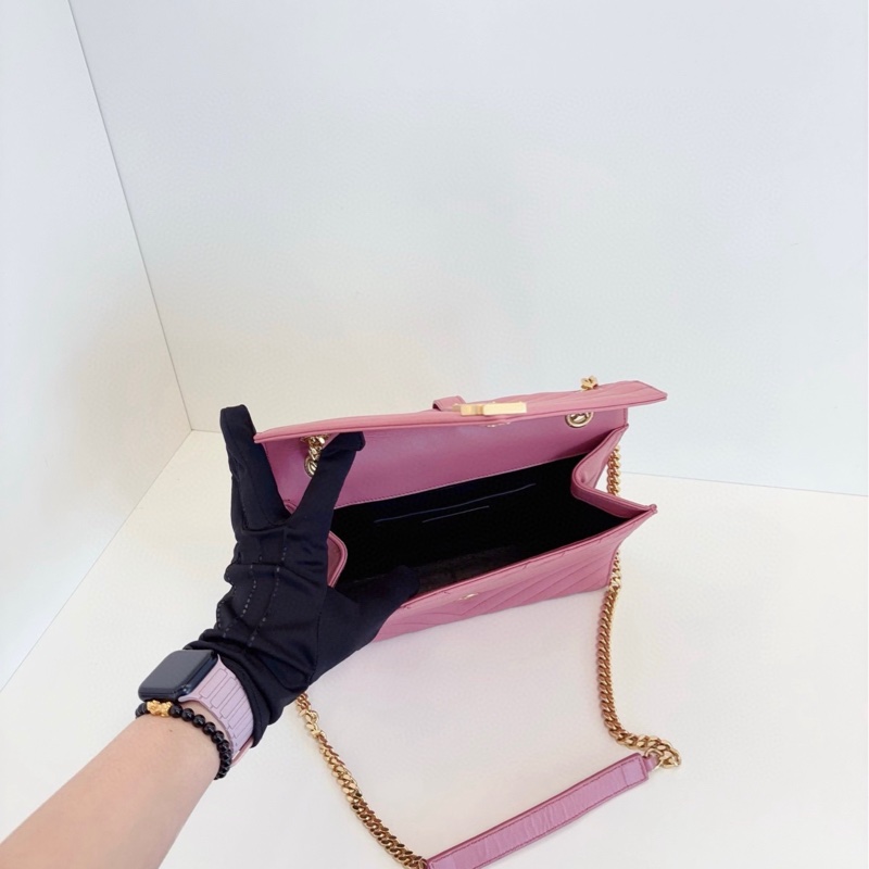 YSL Envelope 粉金 V 紋-8