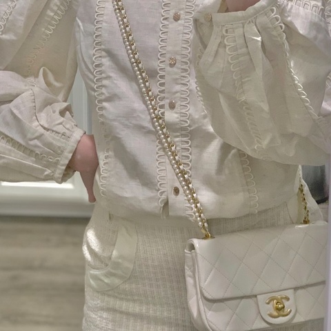 【99%新 超稀有保值款✨ 全網最低價！】Chanel CF大mini 白色 珍珠特別款鏈條 超級稀有保值