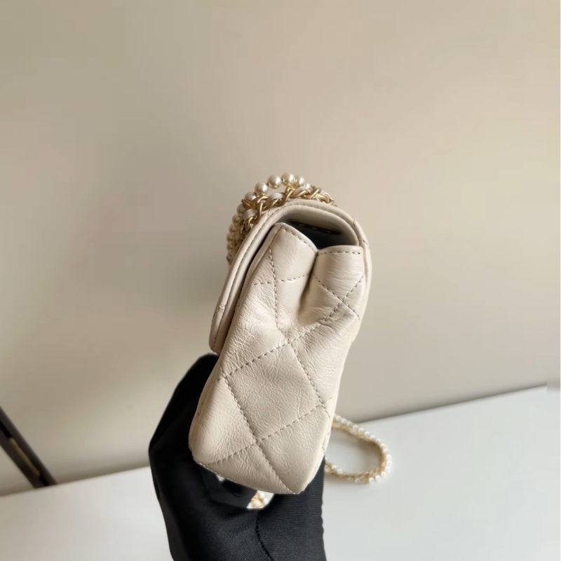 【99%新 超稀有保值款✨ 全網最低價！】Chanel CF大mini 白色 珍珠特別款鏈條 超級稀有保值-4