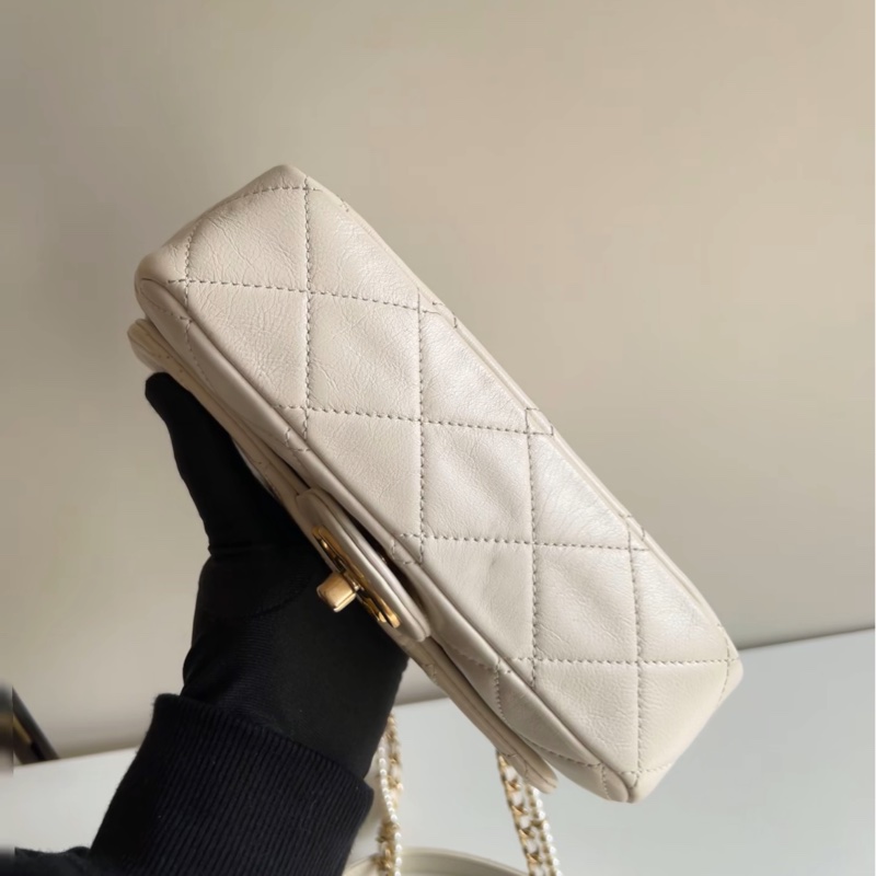 【99%新 超稀有保值款✨ 全網最低價！】Chanel CF大mini 白色 珍珠特別款鏈條 超級稀有保值-5