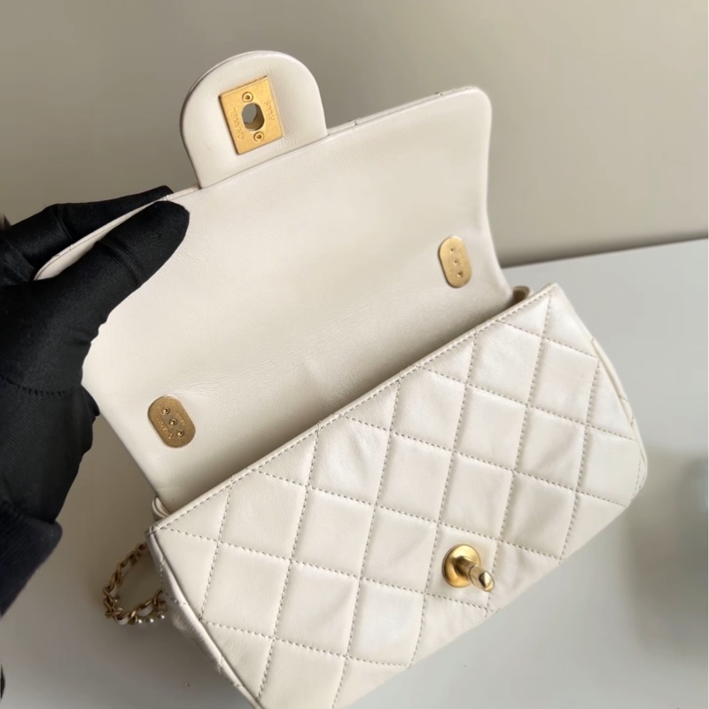 【99%新 超稀有保值款✨ 全網最低價！】Chanel CF大mini 白色 珍珠特別款鏈條 超級稀有保值-6