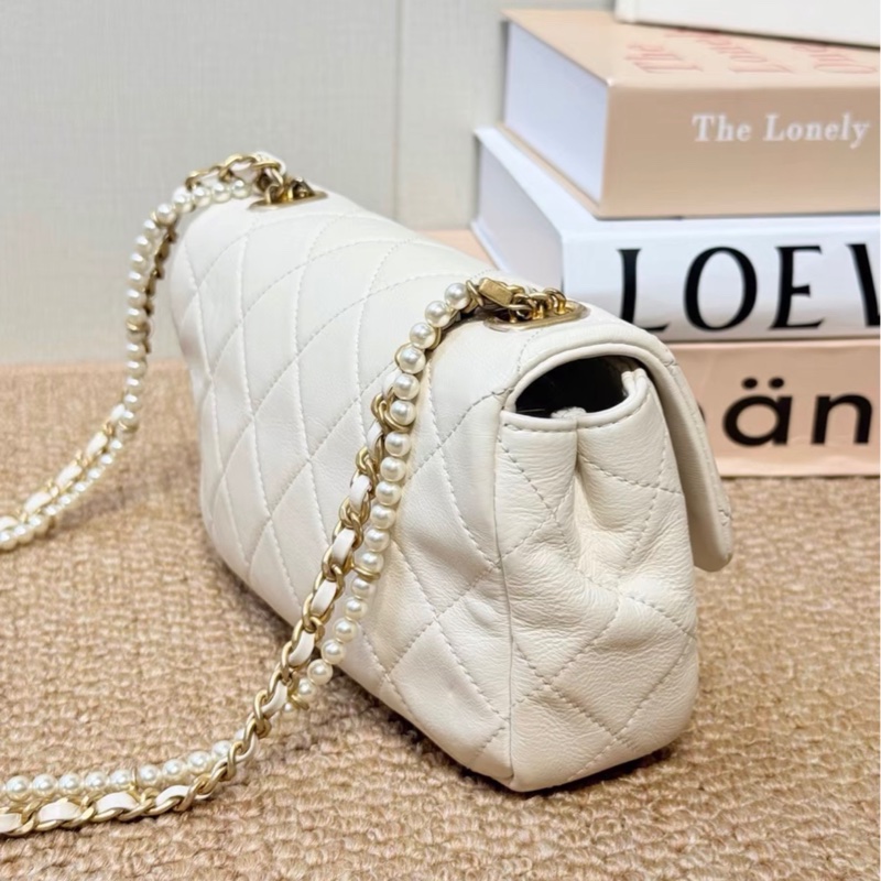 【97新 超稀有保值款✨ 全網最低價！】Chanel CF大mini 白色 珍珠特別款鏈條 超級稀有保值-6