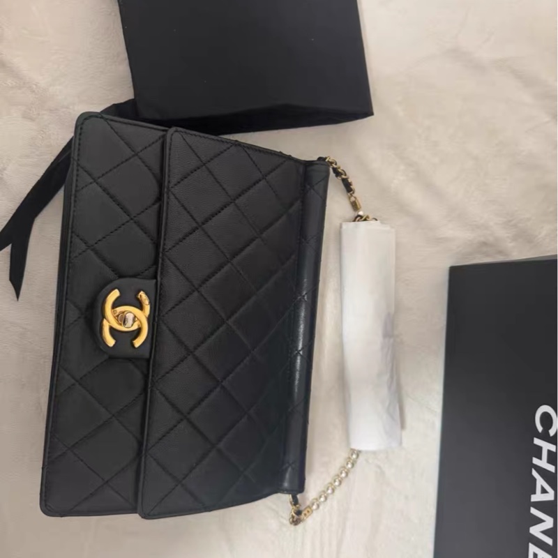 【99%新 超稀有保值款✨ 全網最低價！】Chanel CF 珍珠特別款鏈條 黑金 超級稀有保值-1