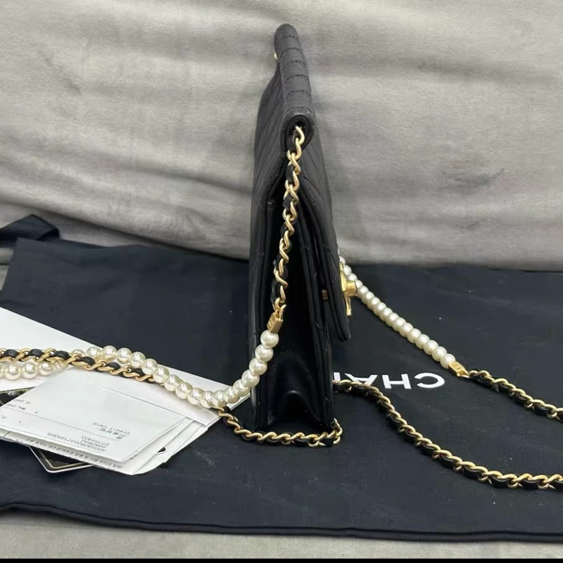 【99%新 超稀有保值款✨ 全網最低價！】Chanel CF 珍珠特別款鏈條 黑金 超級稀有保值-3