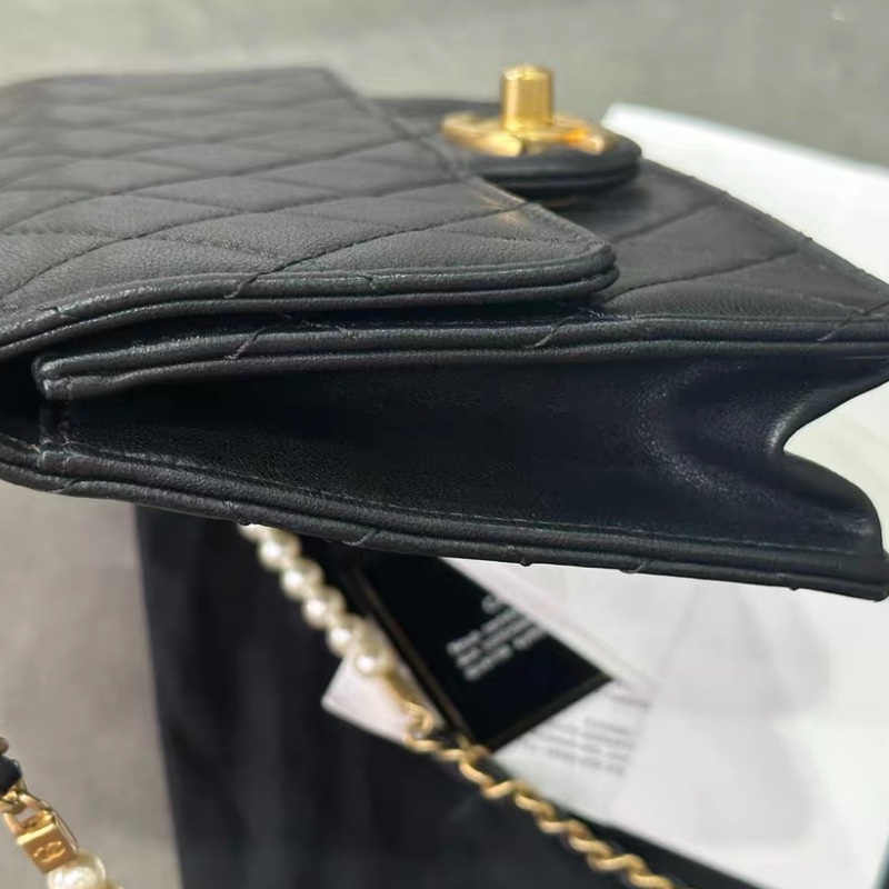 【99%新 超稀有保值款✨ 全網最低價！】Chanel CF 珍珠特別款鏈條 黑金 超級稀有保值-5