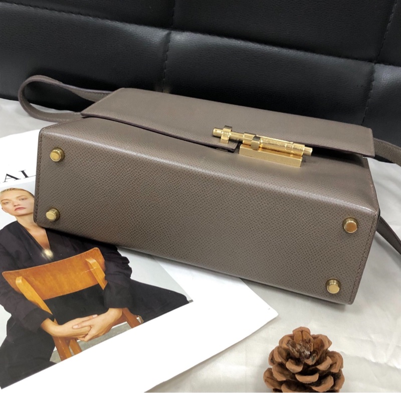 【全網最便宜✨90%新】愛馬仕Hermes verrou23錫器灰金扣手槍包-2