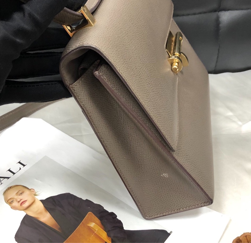 【全網最便宜✨90%新】愛馬仕Hermes verrou23錫器灰金扣手槍包-3