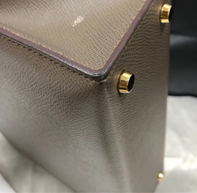 【全網最便宜✨90%新】愛馬仕Hermes verrou23錫器灰金扣手槍包-5