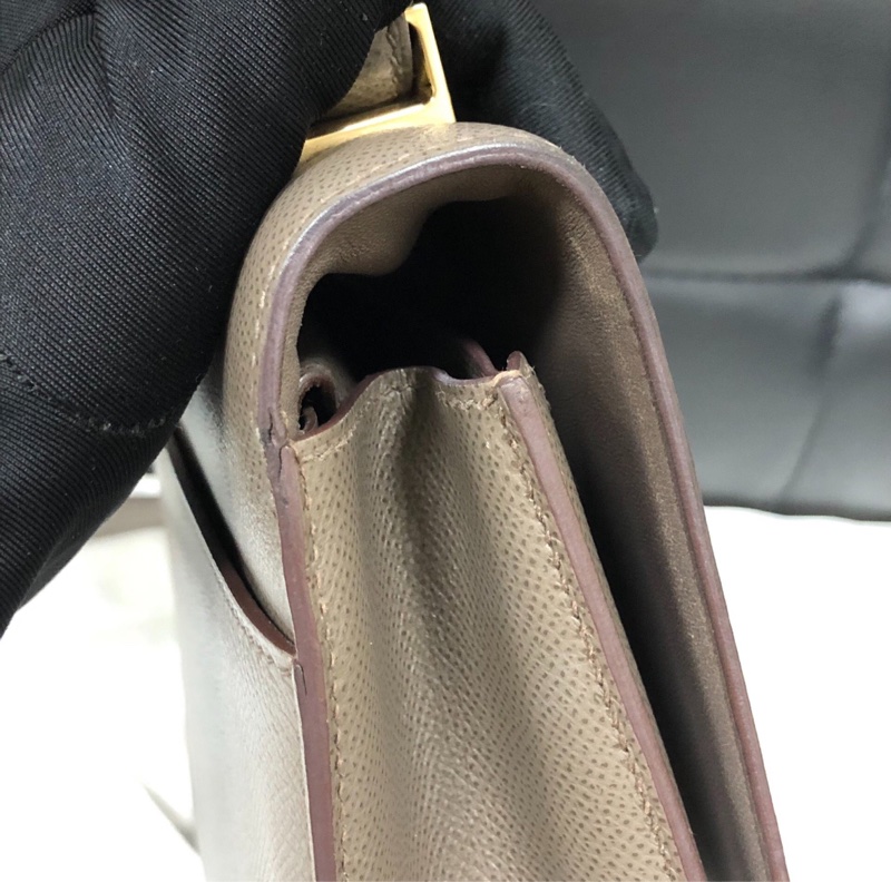 【全網最便宜✨90%新】愛馬仕Hermes verrou23錫器灰金扣手槍包-6