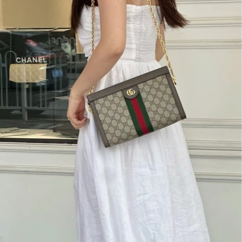 【性價比高✨95%新】GUCCI 古馳 Ophidia 大號鏈條｜手拿夾子包