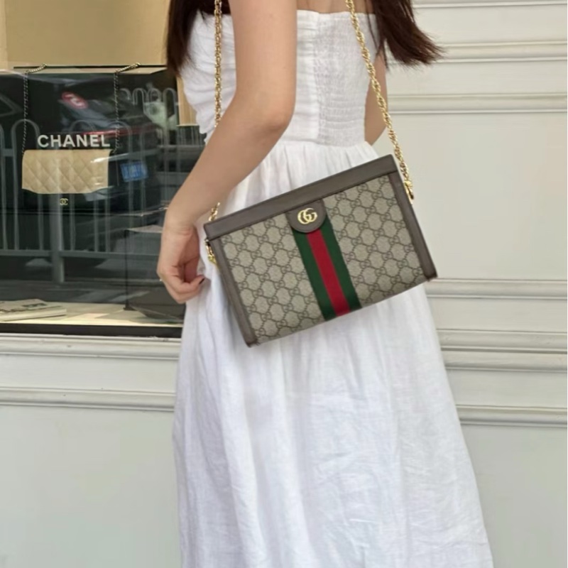 【性價比高✨95%新】GUCCI 古馳 Ophidia 大號鏈條｜手拿夾子包-0