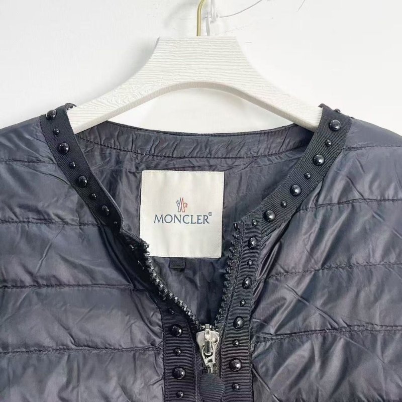 Moncler 燙珠拉鍊側開時間邊網紗羽绒外套3碼 衣長57胸圍100 98新配件塵袋-2