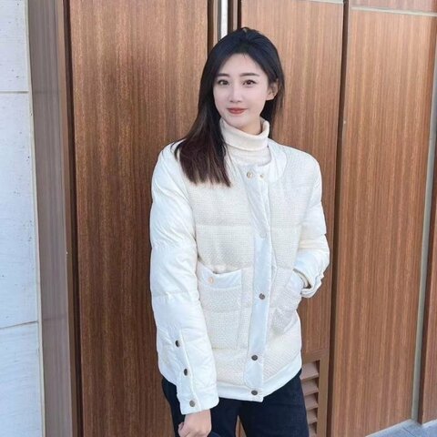 Moncler 米白色編織粗花呢小香風羽絨外套0碼胸圍90衣長60 98新配件塵袋衣架