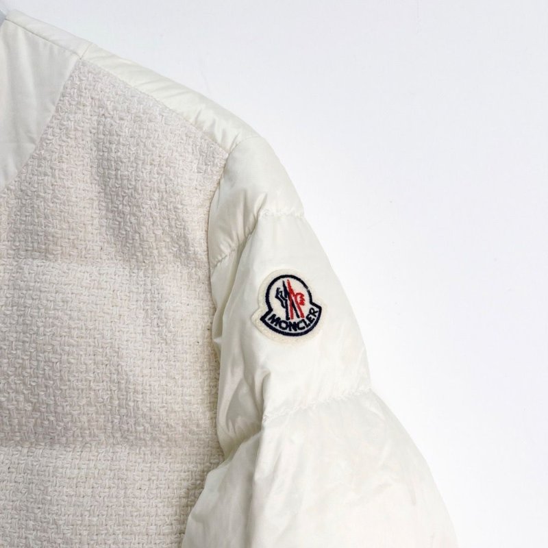 Moncler 米白色編織粗花呢小香風羽絨外套0碼胸圍90衣長60 98新配件塵袋衣架-2