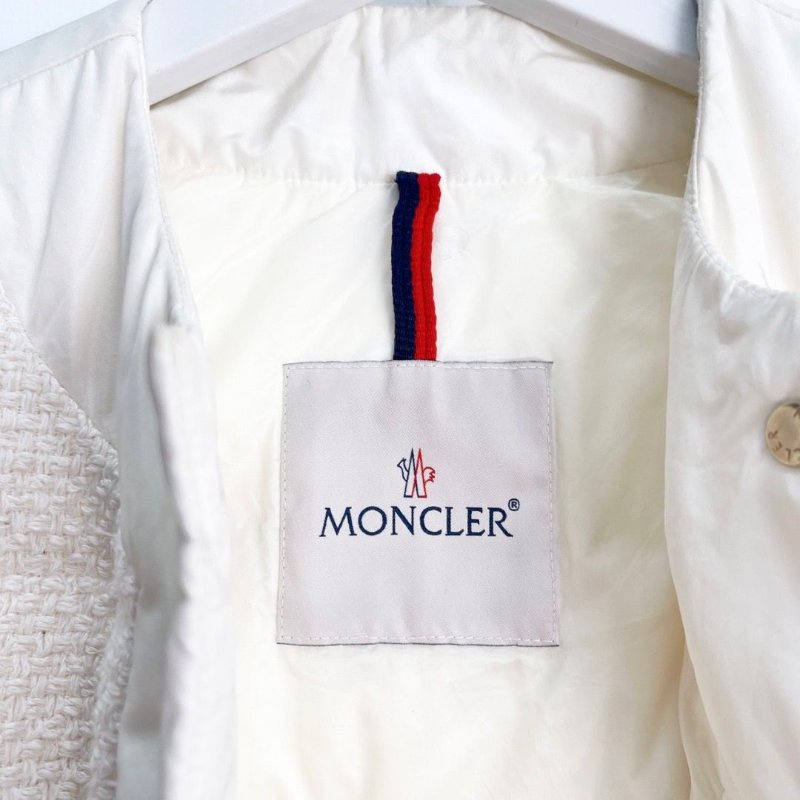 Moncler 米白色編織粗花呢小香風羽絨外套0碼胸圍90衣長60 98新配件塵袋衣架-5