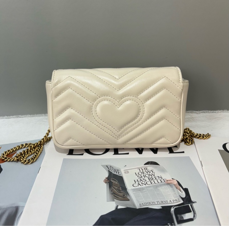 【全平台最便宜✨97%新】Gucci 古馳 Marmont 超mini雙G白金鍊條包｜單肩包｜斜背包-1