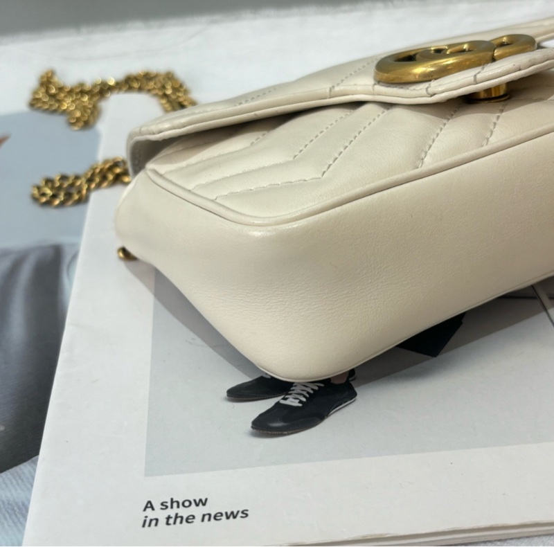 【全平台最便宜✨97%新】Gucci 古馳 Marmont 超mini雙G白金鍊條包｜單肩包｜斜背包-3
