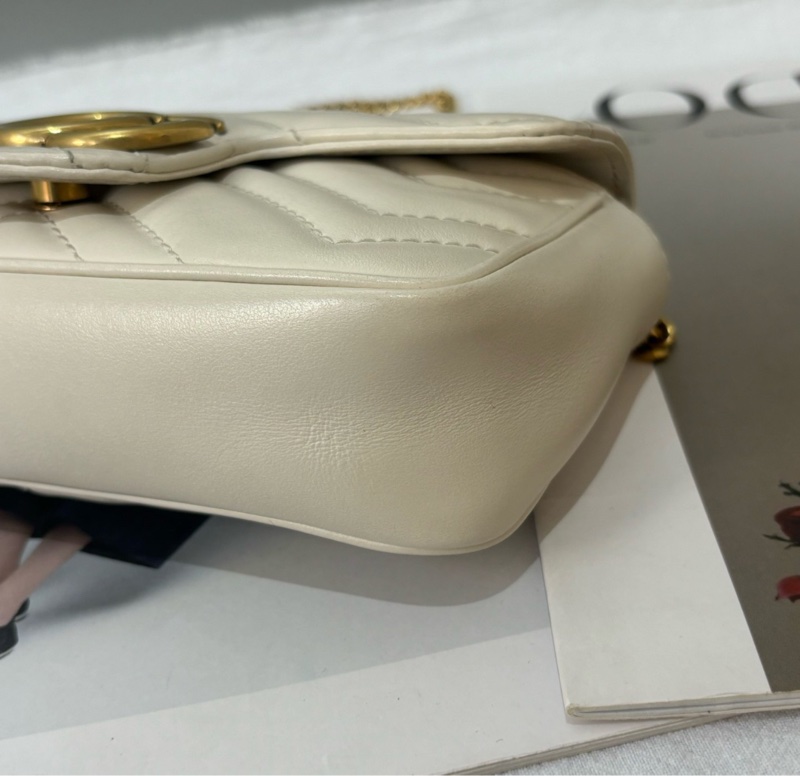 【全平台最便宜✨97%新】Gucci 古馳 Marmont 超mini雙G白金鍊條包｜單肩包｜斜背包-5