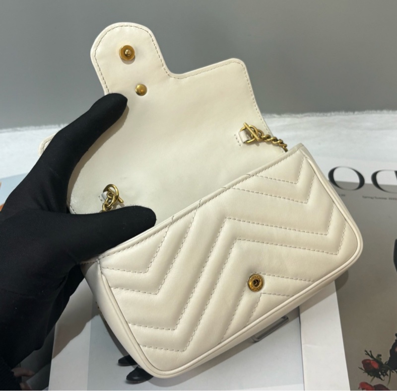 【全平台最便宜✨97%新】Gucci 古馳 Marmont 超mini雙G白金鍊條包｜單肩包｜斜背包-7