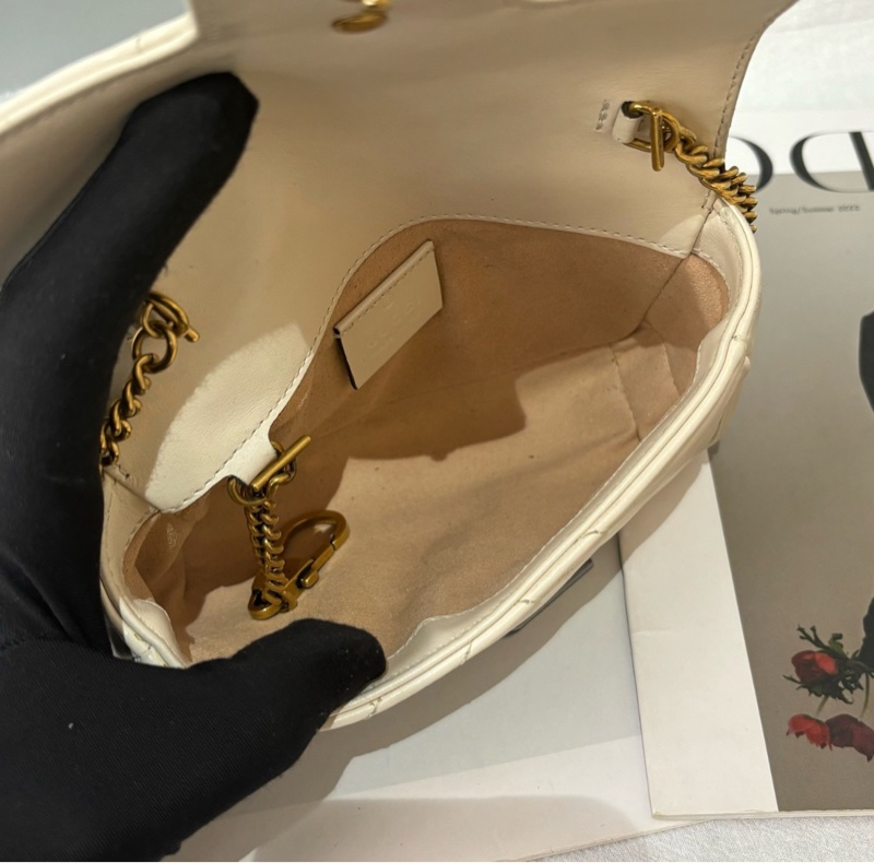 【全平台最便宜✨97%新】Gucci 古馳 Marmont 超mini雙G白金鍊條包｜單肩包｜斜背包-8