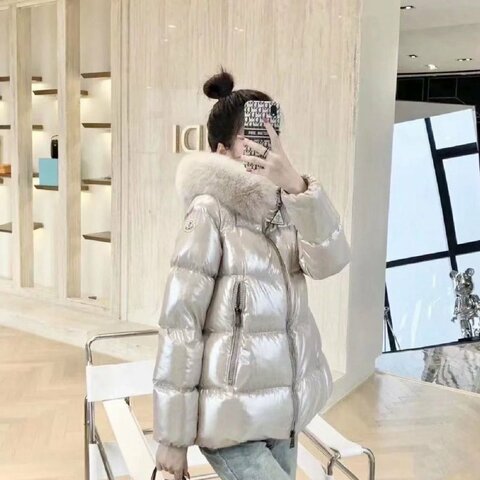 Moncler金色狐狸毛領 serifur人魚姬連帽羽絨外套4碼衣長64胸圍112 98新配件塵袋衣架