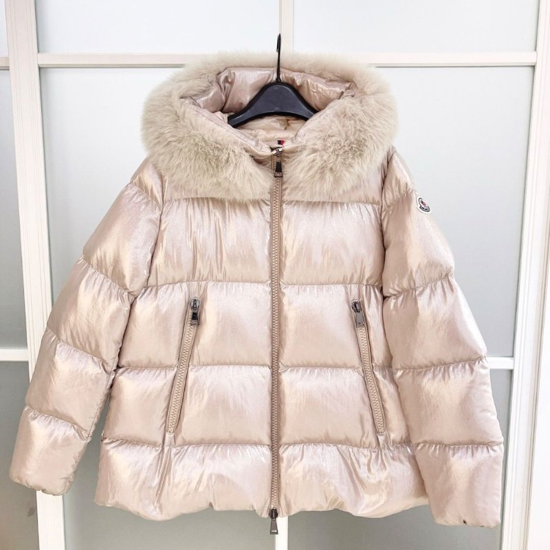Moncler金色狐狸毛領 serifur人魚姬連帽羽絨外套4碼衣長64胸圍112 98新配件塵袋衣架-1