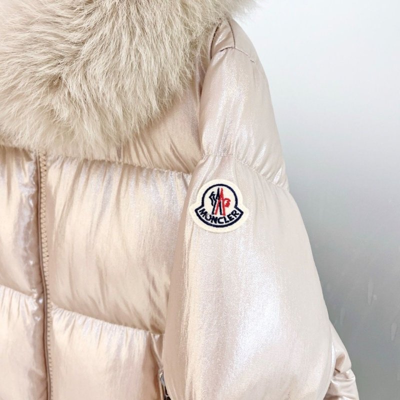 Moncler金色狐狸毛領 serifur人魚姬連帽羽絨外套4碼衣長64胸圍112 98新配件塵袋衣架-3