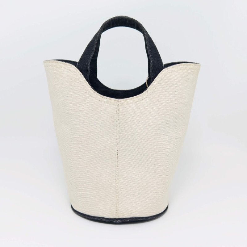 BALENCIAGA 黑白帆布肩背斜背水桶包15*22*15 98新配件塵袋-3