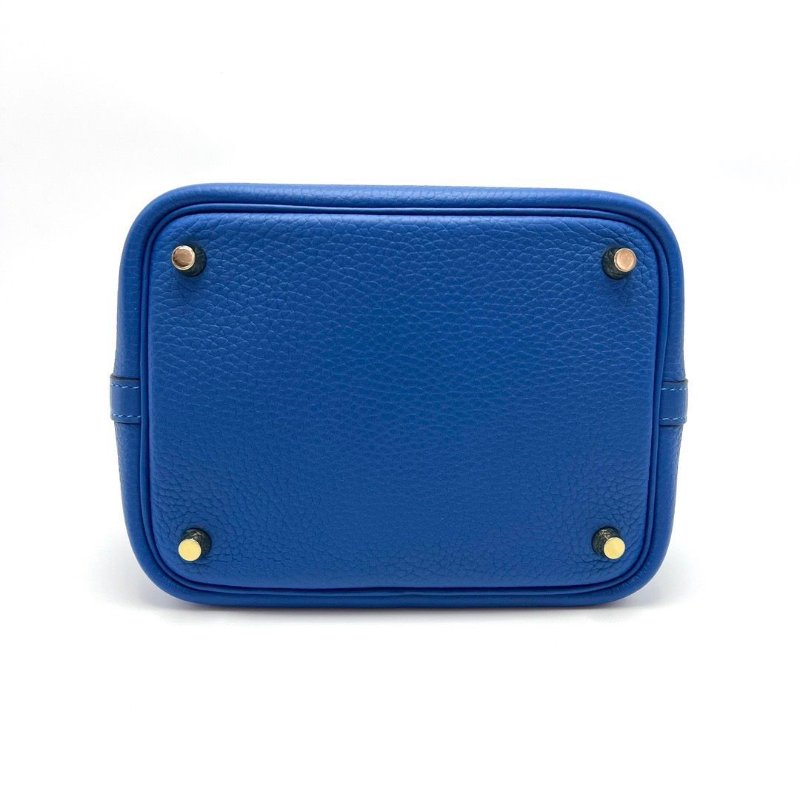 HERMES 海軍藍菜籃子18手提包18*18*13 98新配件購證塵袋鎖鑰匙-3