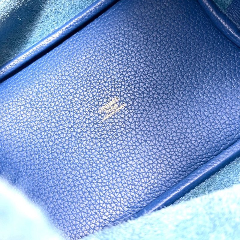 HERMES 海軍藍菜籃子18手提包18*18*13 98新配件購證塵袋鎖鑰匙-5