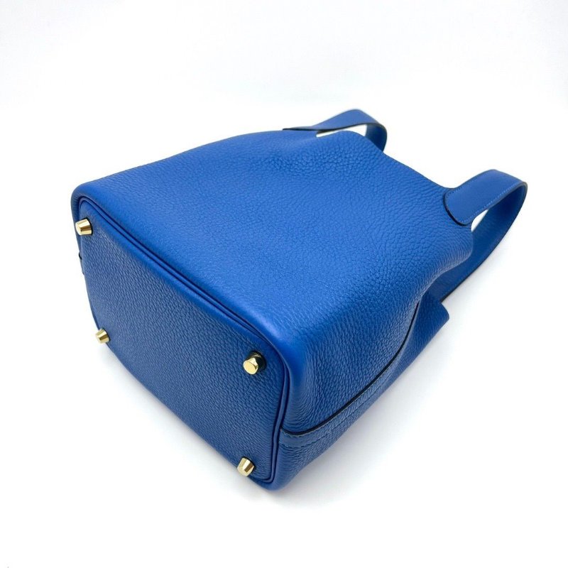 HERMES 海軍藍菜籃子18手提包18*18*13 98新配件購證塵袋鎖鑰匙-6