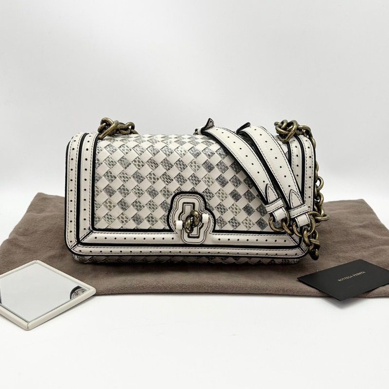 BV 皮革水蛇皮肩背斜背包25*14*10.5 98新配件塵袋鏡子-1