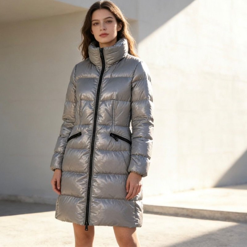 Moncler Jasminum灰色徽標貼飾羽絨外套0碼 99新配件塵袋衣架-0