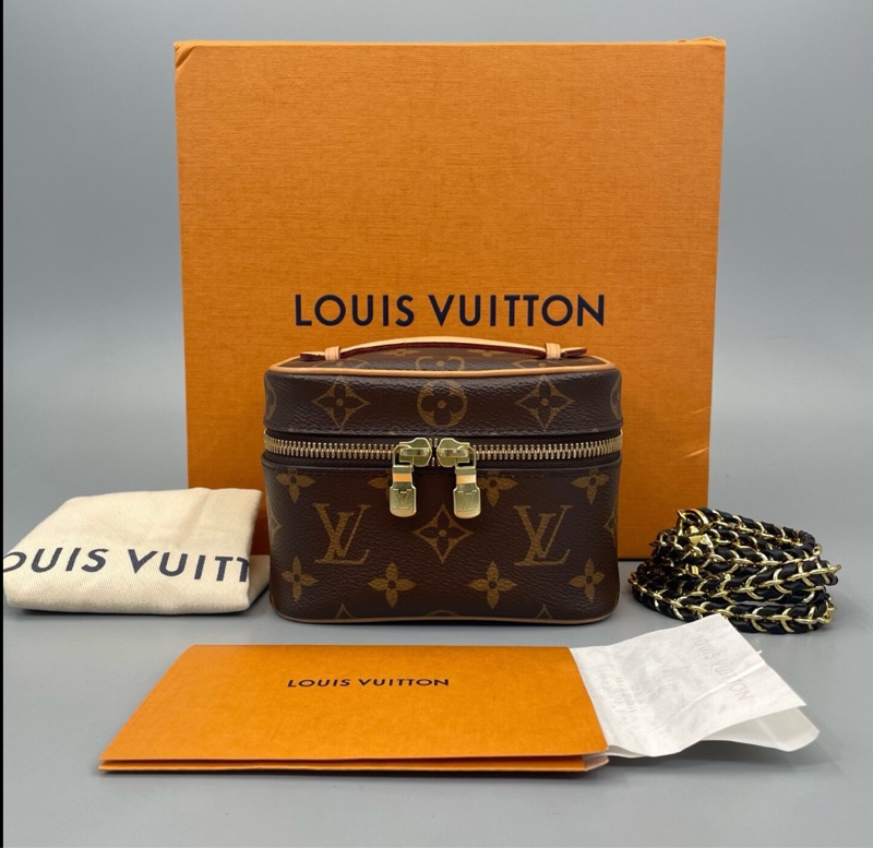 【99%新✨大全套✨有購證】LV 老花Nice Nano化妝盒手提斜挎包-0