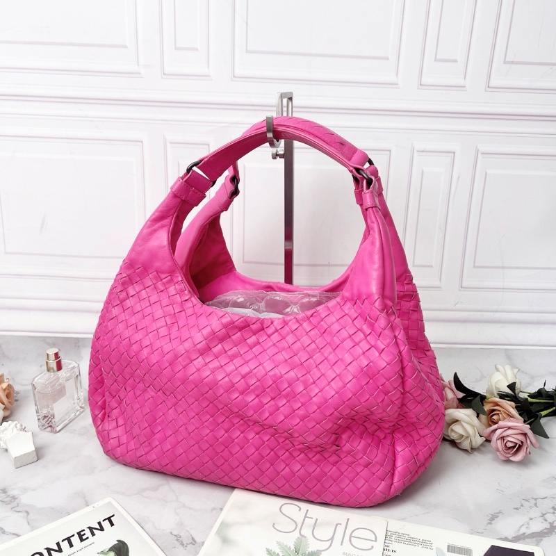 BV粉色編織腋下包 30×20×15cm 98新配件塵袋-5