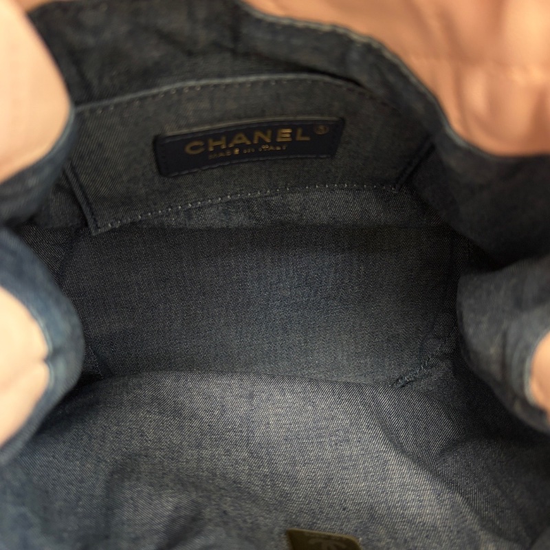 Chanel 琺瑯鏈條水桶包櫻花粉色金扣羊皮 芯片款 15*17*12.5 98新配件塵袋購證-2