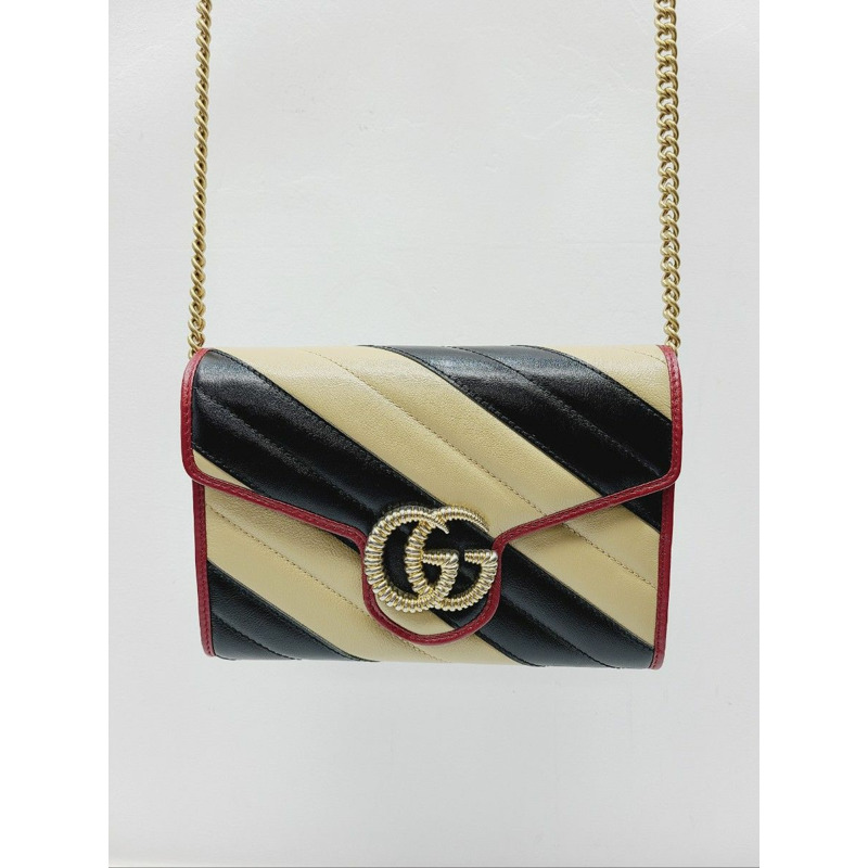 【包稅】GUCCI GG Marmont 多色條紋鏈條單肩包-0