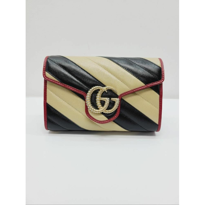 【包稅】GUCCI GG Marmont 多色條紋鏈條單肩包-1